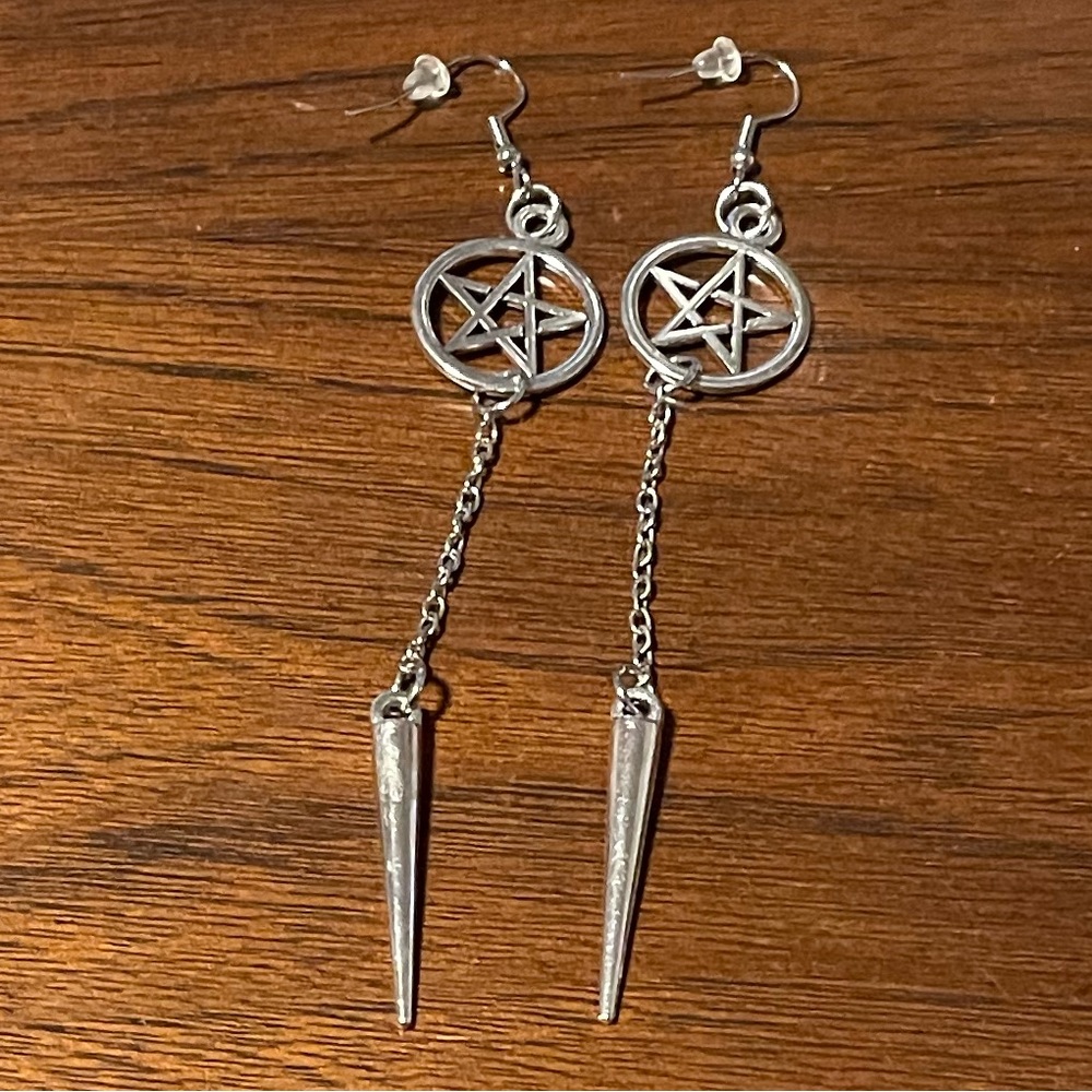 🧙‍♀️ Pentagram Danglers Witch Wizard Earrings 🧙‍♀️